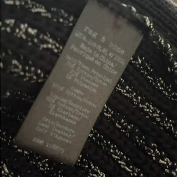 RAG AND BONE Black & White Tweed Blazer w/Textured Knit & Leather detail: Size S